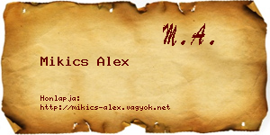 Mikics Alex névjegykártya